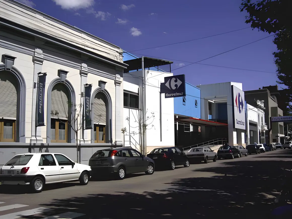 Frente de la sucursal Carrefour de Olavarría sobre la calle
