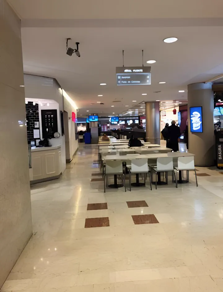 Pasillo de Galerías Pacífico con los locales iluminados
