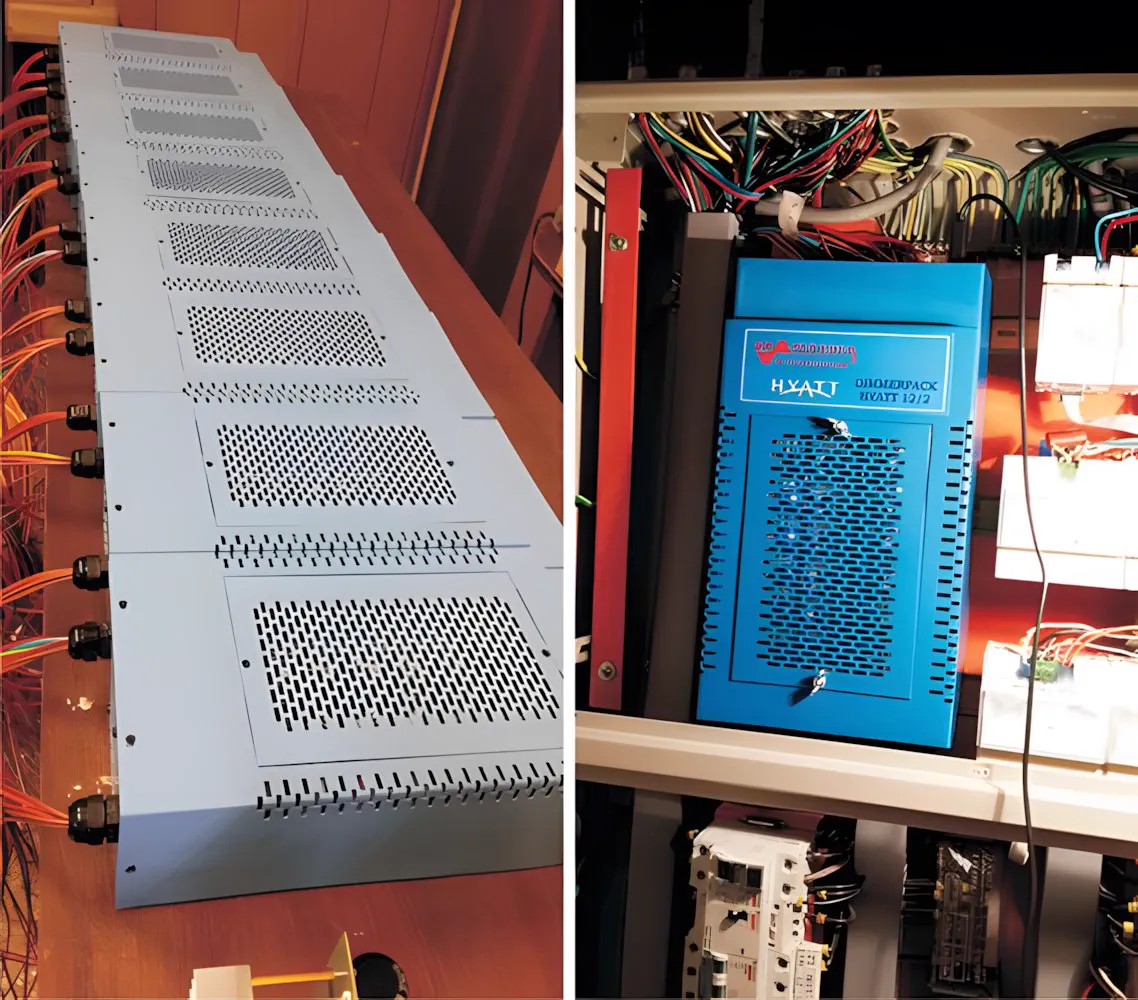 Detalle del módulo de potencia con las ranuras de ventilación