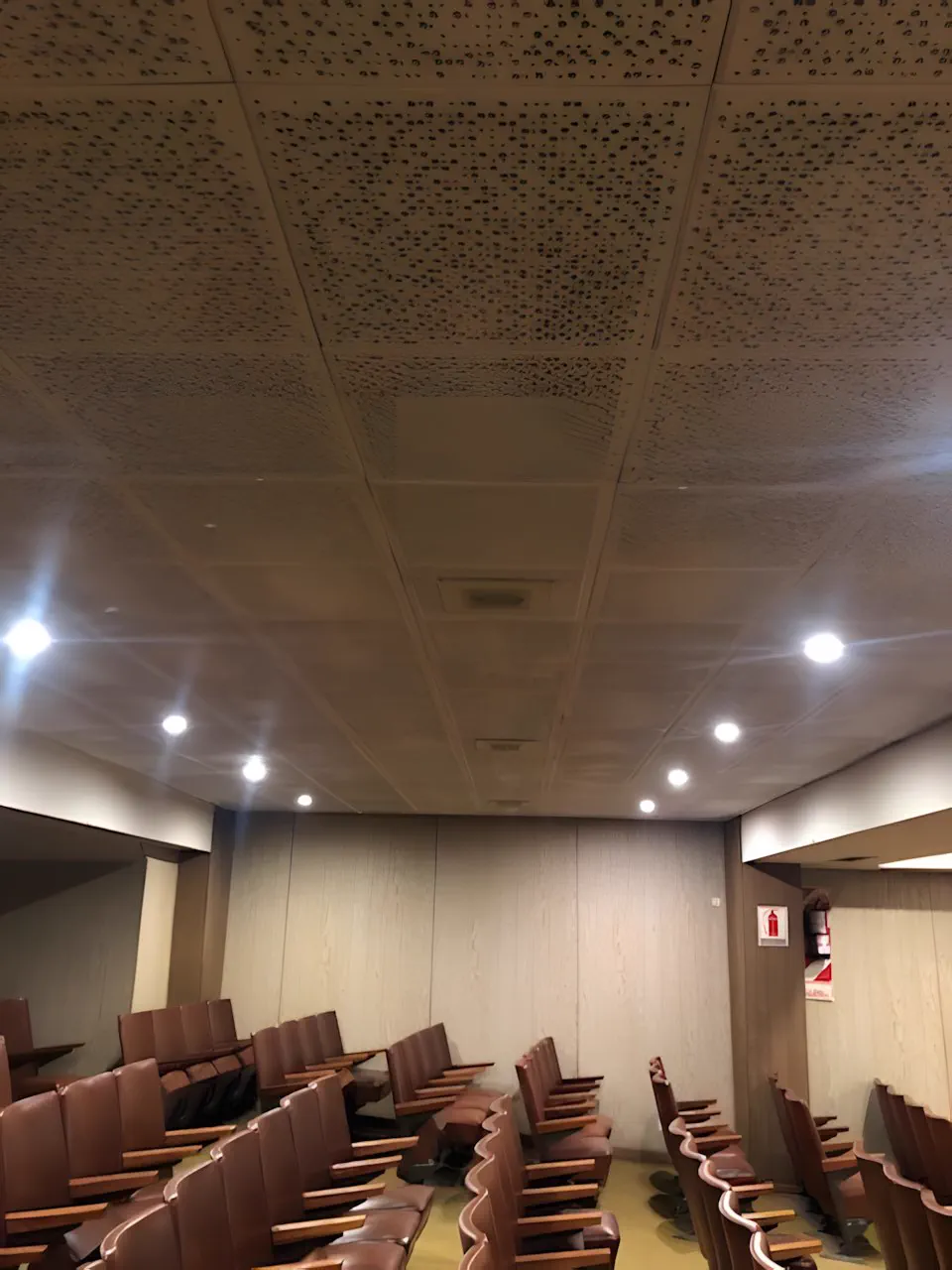 Cielorraso del auditorio, con las luminarias embutidas