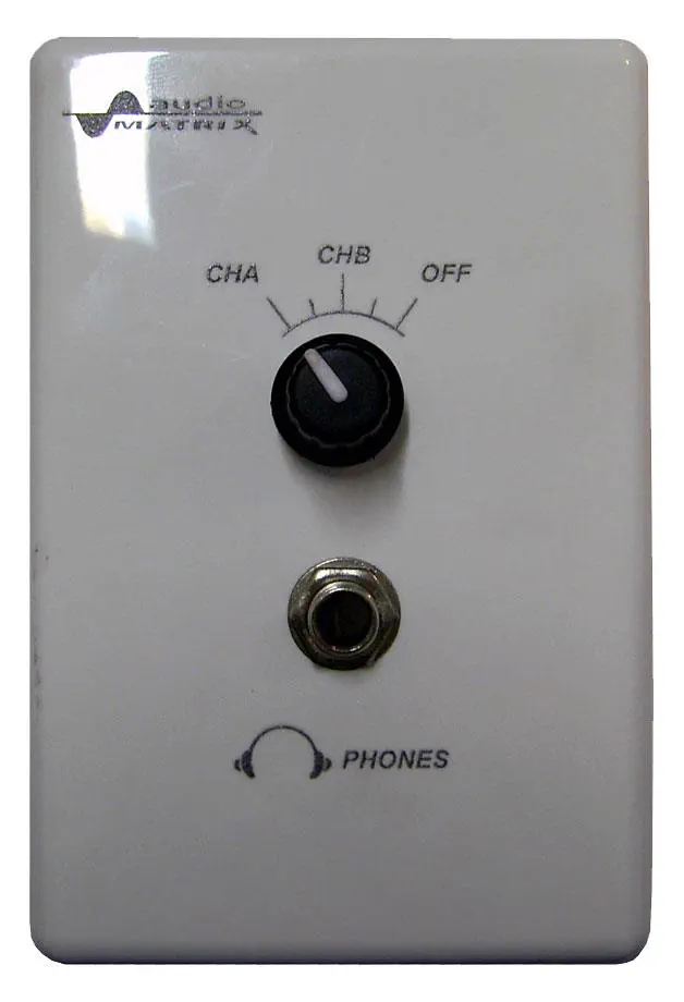 El panel remoto de pared, con el selector de canal y el control de volumen